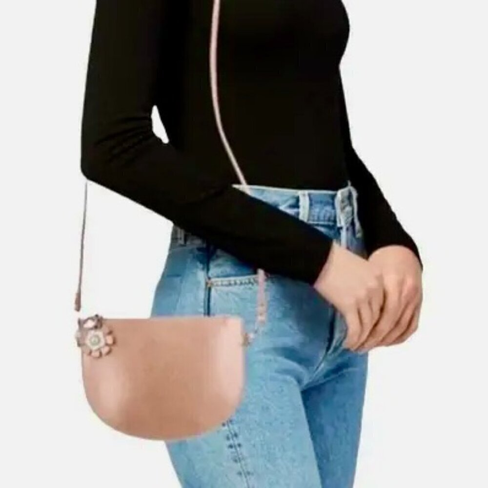Zac Posen   Mini Leather Crossbody Bag By Zac Posen Metallic Rose